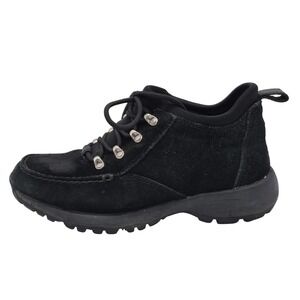 Lands' End Shoes Womens Size 7 Black Suede Walking Hiking Trail Sneakers 86528